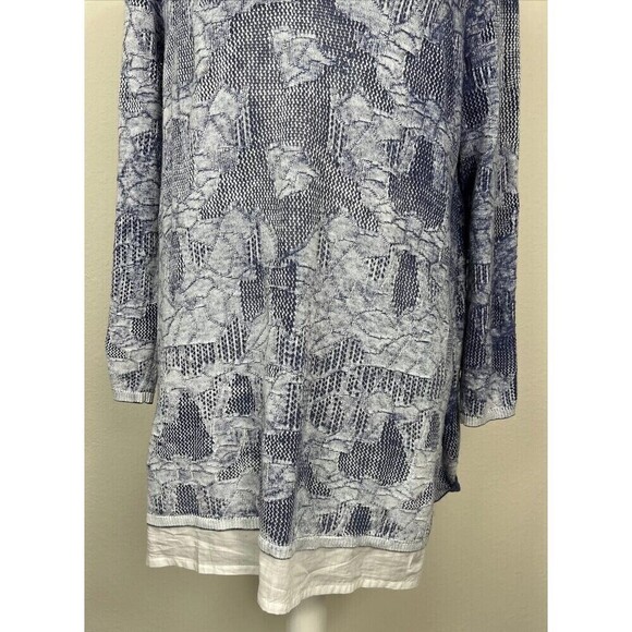 John Mark 100% Cotton Blue & White Lightweight Sweater Tunic Size XL - Picture 8 of 10